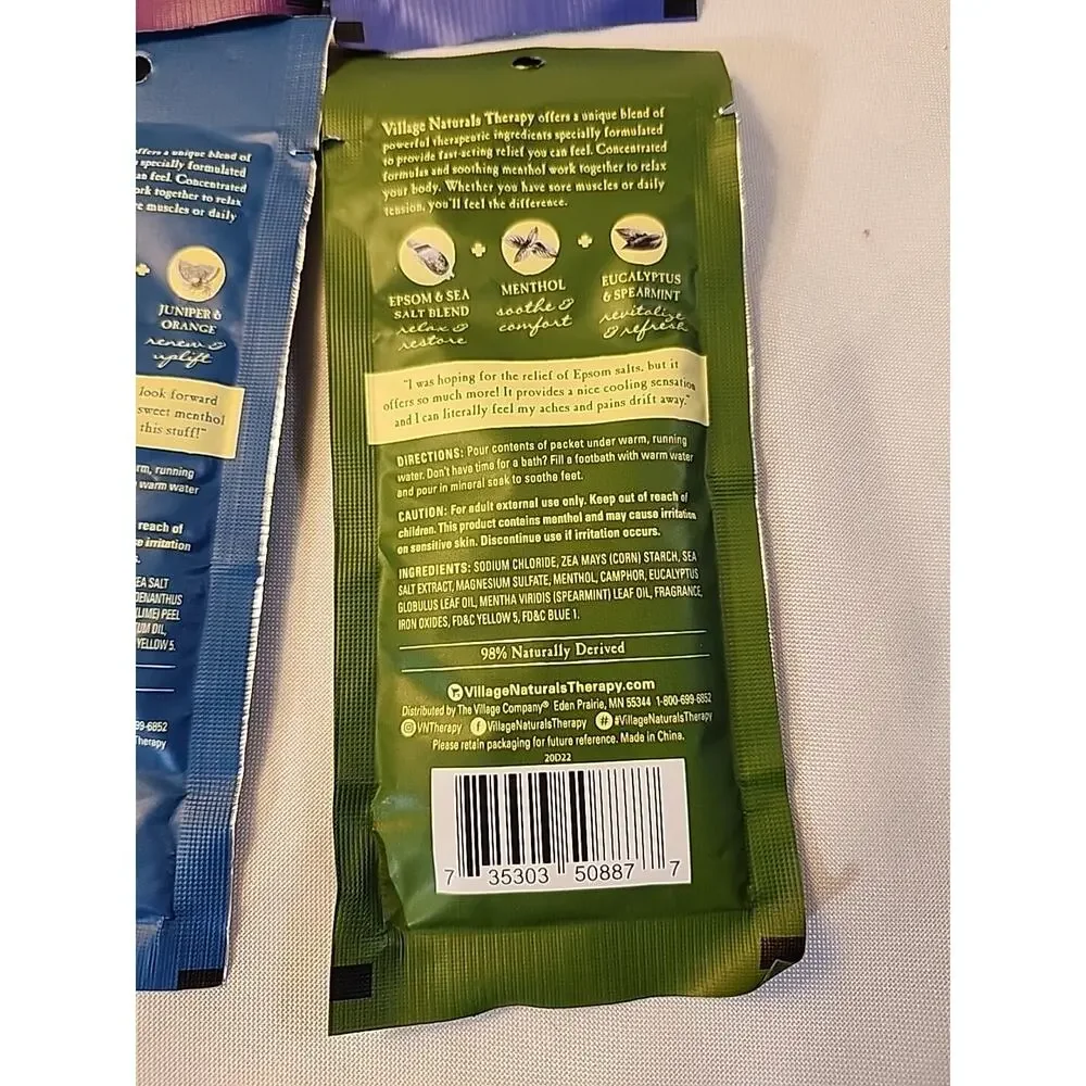 2 Village Naturals Therapy Mineral Bath Soak Tension & Muscle Concentrated